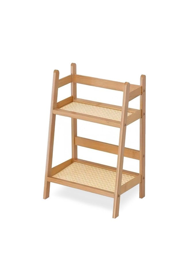 SRTFINE 2 Tier Coffee Bar Station Organizer & Bamboo Mug Holder - Countertop Tea and Coffee Bar Accessories Stand, Matcha Display Shelf with Condiment Storage Rack, Cup Organizer for Kitchen Counter (Small) - Image 1